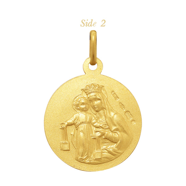 SACRED HEART & MOUNT CARMEL MEDAL (18 MM) IN (SPANISH) 18K YELLOW GOLD