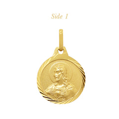 SACRED HEART & STO. NIÑO MEDAL (12 MM) IN (SPANISH) 14K YELLOW GOLD