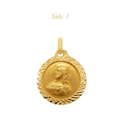 SACRED HEART & STO. NIÑO MEDAL (15 MM) IN (SPANISH) 18K YELLOW GOLD