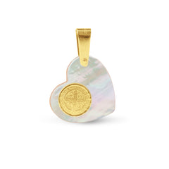 ST. BENEDICT PENDANT WITH MOTHER OF PEARL IN 14K YELLOW GOLD