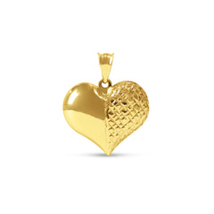 HALF TEXTURED & HALF PLAIN PENDANT IN 18K YELLOW GOLD