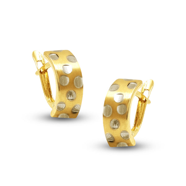 SCATTERED DOTS LADIES EARRINGS IN (SAUDI) 18K YELLOW / WHITE GOLD