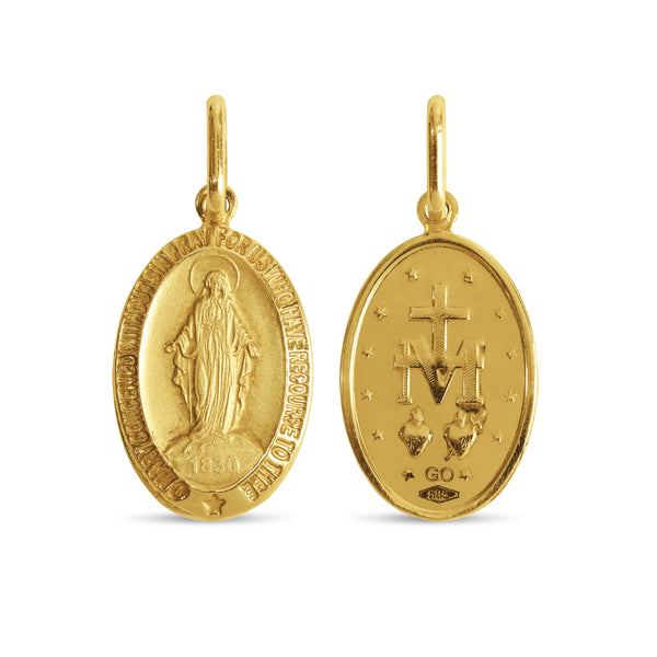 MARY MIRACULOUS MEDAL OVAL IN 14K YELLOW GOLD (20MM)