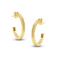 TEXTURED ROUND LADIES HOOP STUD EARRINGS IN (SAUDI) 18K YELLOW GOLD