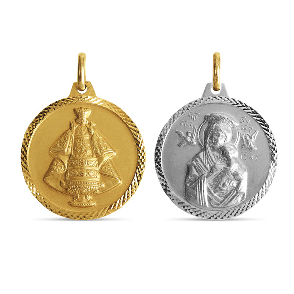 STO. NIÑO & PERPETUAL MEDAL 24MM IN 14K TWO TONE GOLD