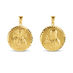 SACRED HEART & PERPETUAL 24MM MEDAL IN 18K YELLOW GOLD