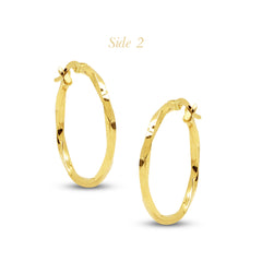 TWISTED ROUND LADIES HOOP EARRINGS IN (SAUDI) 18K YELLOW GOLD