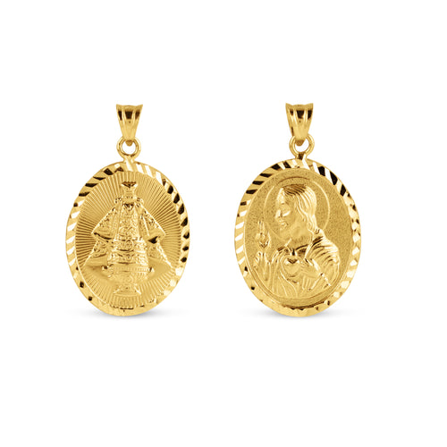 SACRED HEART & STO. NIÑO 20MM MEDAL IN 18K YELLOW GOLD