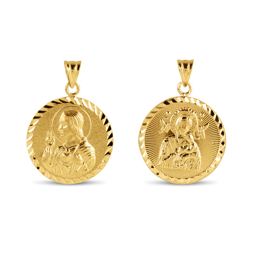 SACRED HEART & PERPETUAL 18MM MEDAL IN 18K YELLOW GOLD