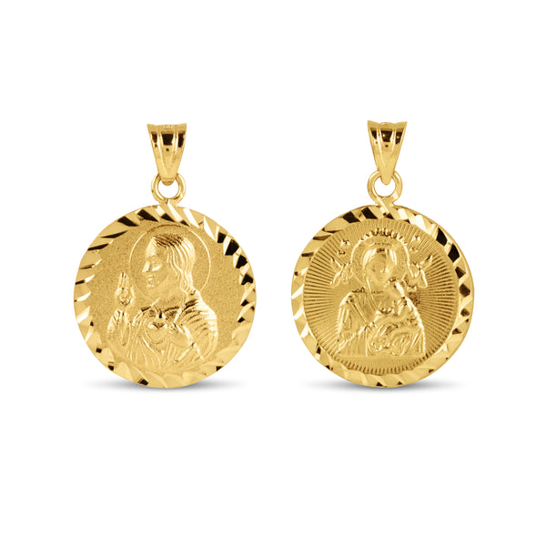 SACRED HEART & PERPETUAL 16MM MEDAL IN 18K YELLOW GOLD