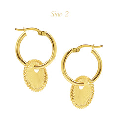 CLASSIC ROUND KNOT CHARM LADIES HOOP EARRINGS IN (SAUDI) 18K YELLOW GOLD