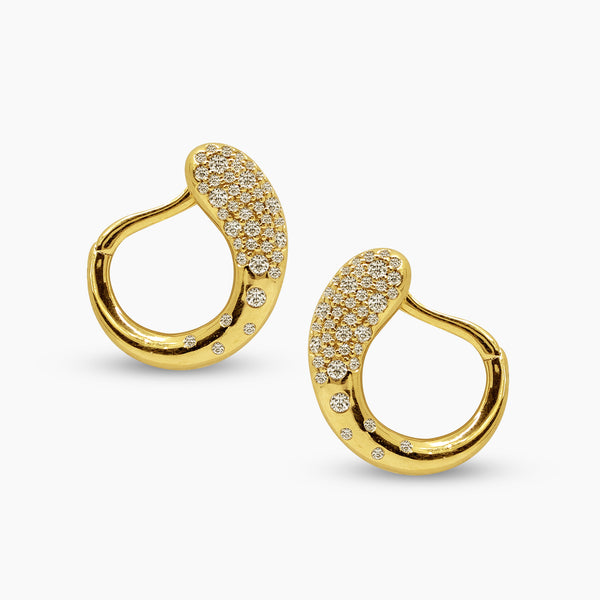 MERCY ROUND LADIES HOOP EARRINGS WITH 82=0.73 / 6.2 / 6.01 CARATS DIAMONDS IN 18K YELLOW GOLD