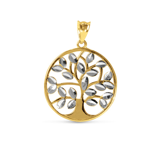 TREE PENDANT IN 18K TWO-TONE GOLD