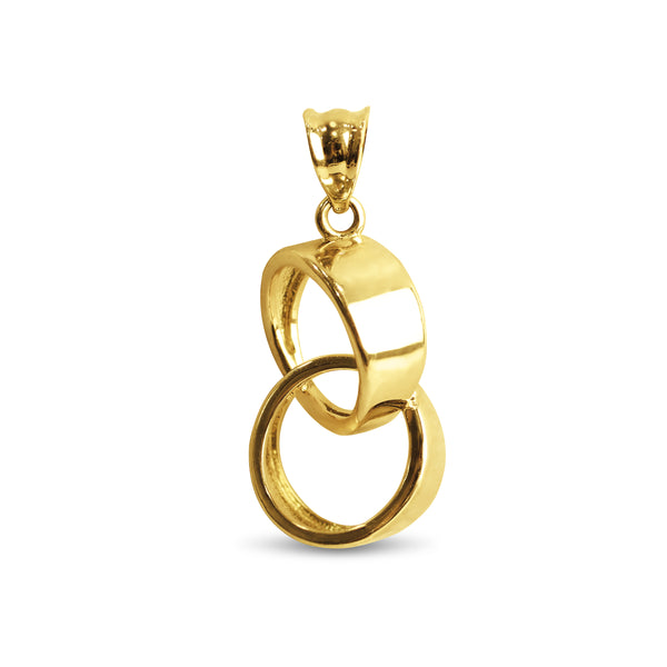 DOUBLE RING PENDANT IN 18K YELLOW GOLD