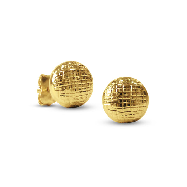 ROUND TEXTURED EARRINGS IN 18K YELLOW GOLD