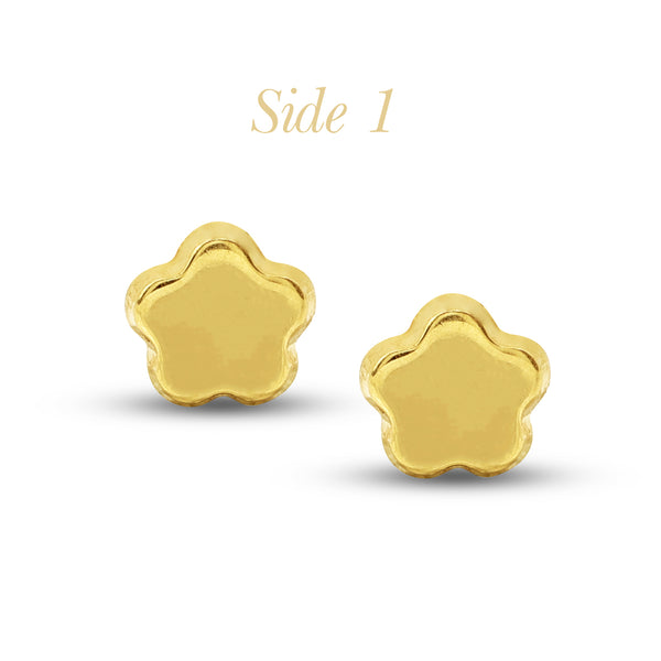 ROUND STAR LADIES THREADED / SCREW EARRINGS IN (SPANISH) 18K YELLOW GOLD