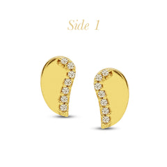 ANGEL WINGS LADIES STUD EARRINGS WITH CUBIC ZIRCONIA (CZ) STONE IN (SPANISH) 18K YELLOW GOLD