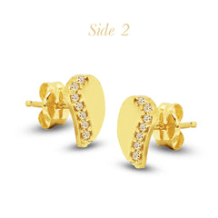 ANGEL WINGS LADIES STUD EARRINGS WITH CUBIC ZIRCONIA (CZ) STONE IN (SPANISH) 18K YELLOW GOLD