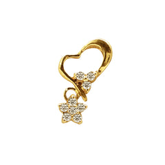 HEART AND STAR PENDANT WITH 9=0.083 / 0.71 CARATS DIAMONDS IN 14K YELLOW GOLD