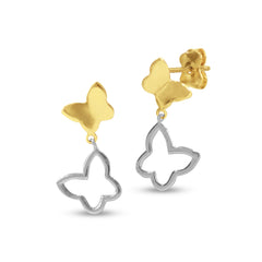 TWO-TONE BUTTERFLY DANGLING IN 18K YELLOW GOLD