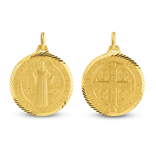 SAINT BENEDICT MEDAL 33MM IN 14K YELLOW GOLD