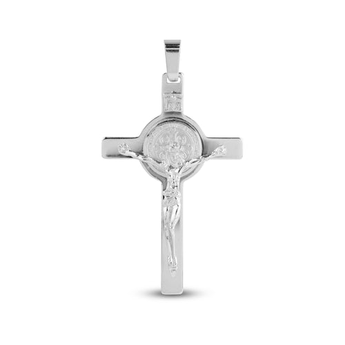 ST. BENEDICT CRUCIFIX PENDANT IN 14K WHITE GOLD