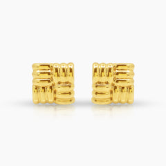 SQUARE BRAIDED LADIES HOOP EARRINGS IN (SAUDI) 18K YELLOW GOLD