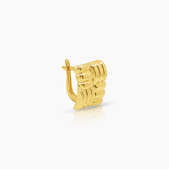 SQUARE BRAIDED LADIES HOOP EARRINGS IN (SAUDI) 18K YELLOW GOLD