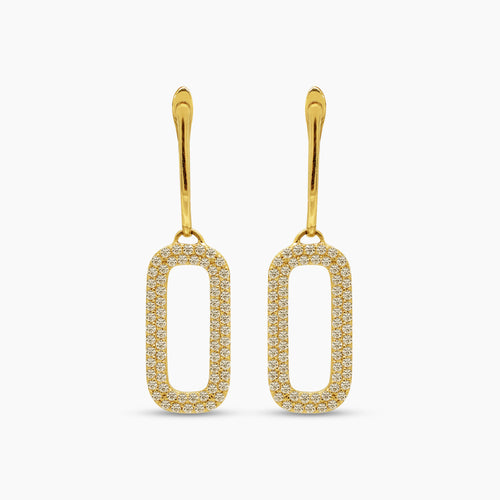 PAPER CLIP CHAIN LADIES HOOP EARRINGS WITH 136=0.52 / 2.78 / 2.9 CARAT DIAMONDS IN 18K YELLOW GOLD