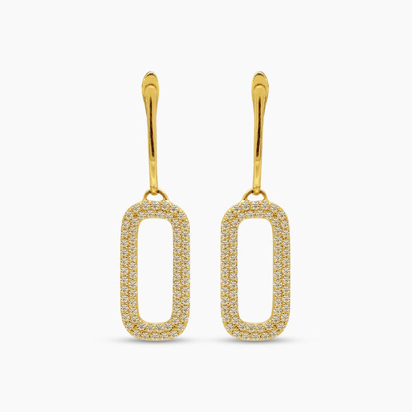 PAPER CLIP CHAIN LADIES HOOP EARRINGS WITH 136=0.52 / 2.78 / 2.9 CARAT DIAMONDS IN 18K YELLOW GOLD