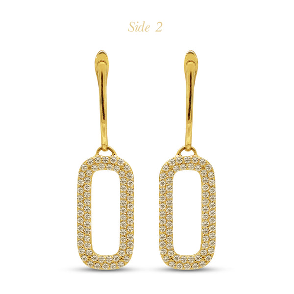 PAPER CLIP CHAIN LADIES HOOP EARRINGS WITH 136=0.52 / 2.78 / 2.9 CARAT DIAMONDS IN 18K YELLOW GOLD