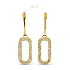 PAPER CLIP CHAIN LADIES HOOP EARRINGS WITH 136=0.52 / 2.78 / 2.9 CARAT DIAMONDS IN 18K YELLOW GOLD