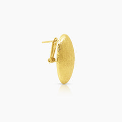TEXTURED OVAL LADIES HOOP EARRINGS IN (SAUDI) 18K YELLOW GOLD
