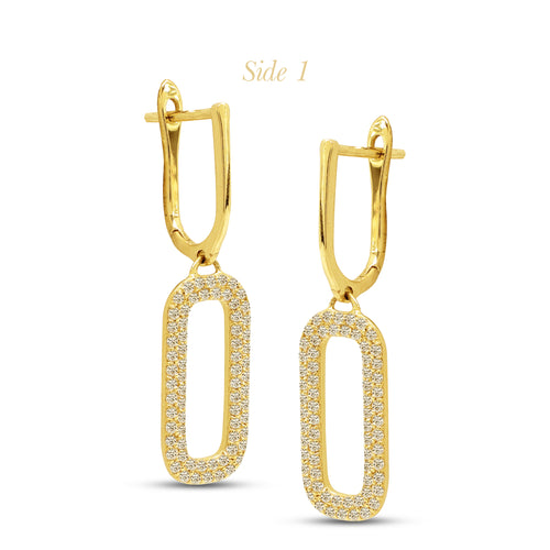 PAPER CLIP CHAIN LADIES HOOP EARRINGS WITH 136=0.52 / 2.78 / 2.9 CARAT DIAMONDS IN 18K YELLOW GOLD