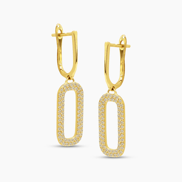 PAPER CLIP CHAIN LADIES HOOP EARRINGS WITH 136=0.52 / 2.78 / 2.9 CARAT DIAMONDS IN 18K YELLOW GOLD