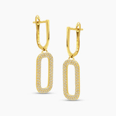 PAPER CLIP CHAIN LADIES HOOP EARRINGS WITH 136=0.52 / 2.78 / 2.9 CARAT DIAMONDS IN 18K YELLOW GOLD