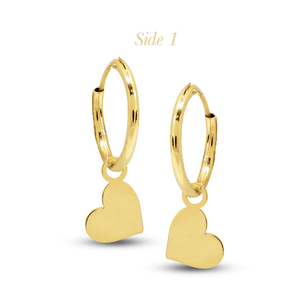 CLASSIC HEART LADIES HOOP EARRINGS IN (SPANISH) 18K YELLOW GOLD