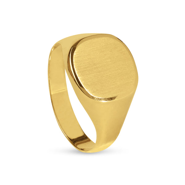 SIGNET BRUSHED MENS RING IN 18K YELLOW GOLD-1