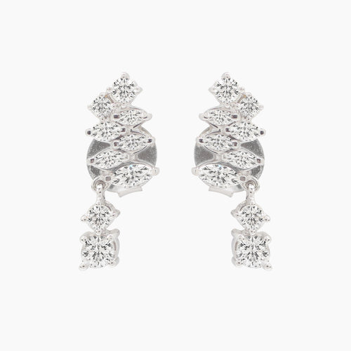 DIAMOND TREE LADIES STUD EARRINGS WITH 8=0.34 / 10MQ=0.34 / 2.3 CARAT DIAMONDS IN 18K WHITE GOLD