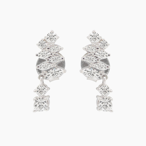 DIAMOND TREE LADIES STUD EARRINGS WITH 8=0.34 / 10MQ=0.34 / 2.3 CARAT DIAMONDS IN 18K WHITE GOLD