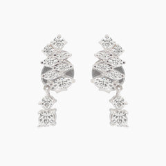 DIAMOND TREE LADIES STUD EARRINGS WITH 8=0.34 / 10MQ=0.34 / 2.3 CARAT DIAMONDS IN 18K WHITE GOLD