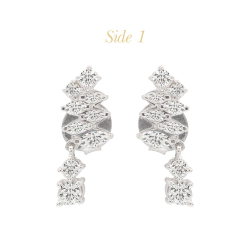 DIAMOND TREE LADIES STUD EARRINGS WITH 8=0.34 / 10MQ=0.34 / 2.3 CARAT DIAMONDS IN 18K WHITE GOLD