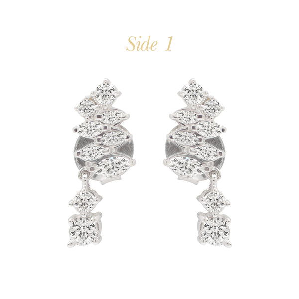 DIAMOND TREE LADIES STUD EARRINGS WITH 8=0.34 / 10MQ=0.34 / 2.3 CARAT DIAMONDS IN 18K WHITE GOLD