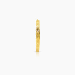 ROUND THIN DIAMOND CUT LADIES HOOP EARRINGS IN (SAUDI) 18K YELLOW GOLD