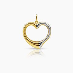 TWO TONE HEART LADIES PENDANT IN (SAUDI) 18K YELLOW AND WHITE GOLD