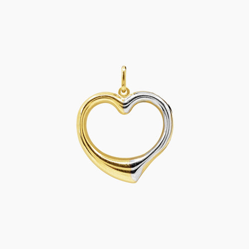 TWO TONE HEART LADIES PENDANT IN (SAUDI) 18K YELLOW AND WHITE GOLD