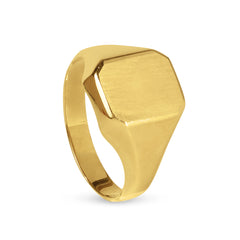 SIGNET BRUSHED MENS RING IN 18K YELLOW GOLD-2