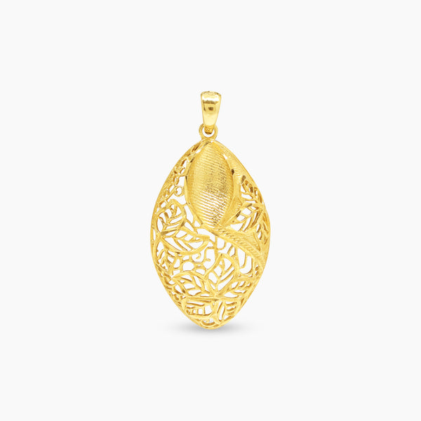 DECORATIVE LEAF LADIES PENDANT IN (ITALIAN) 18K YELLOW GOLD