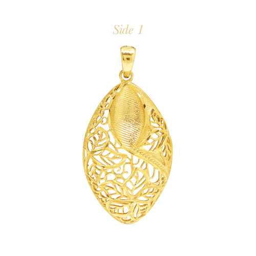 DECORATIVE LEAF LADIES PENDANT IN (ITALIAN) 18K YELLOW GOLD