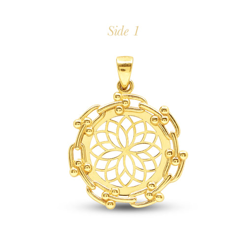 FLOWER LADIES PENDANT IN (SAUDI) 18K YELLOW GOLD